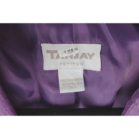 Women's Petite Tan Jay Retro Purple Open Front Blazer Size‎ 14P Hook Close - Picture 4 of 7